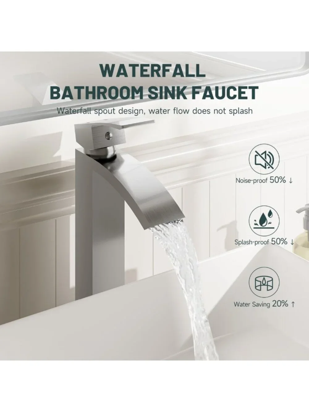 Stylish Brushed Nickel Waterfall Vessel Sink Faucet for Modern Bathrooms